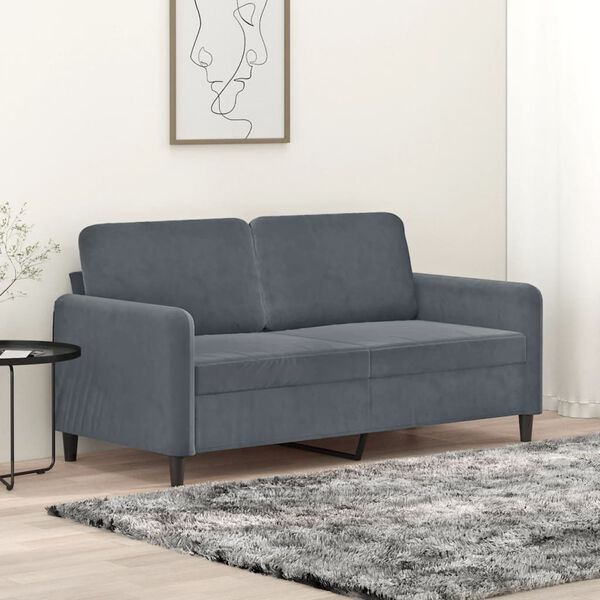 vidaXL Dvivietė sofa, tamsiai pilkos spalvos, 140cm, aksomas
