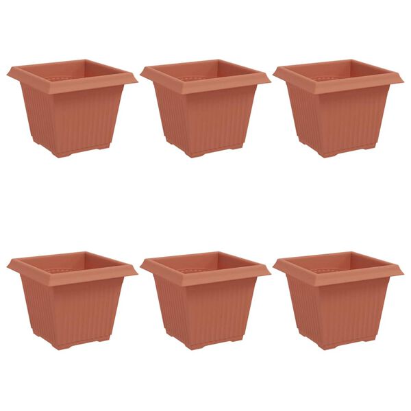 vidaXL Kvadratinis gėlių vazonas 6 pcs Raudona plyta 20 x 20 x 16 cm