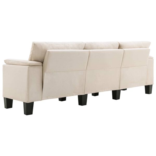 vidaXL Trivietė sofa, kreminės spalvos, audinys