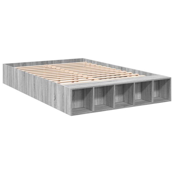 vidaXL Lovos rėmas, pilkos ąžuolo spalvos, 150x200cm, apdirbta mediena