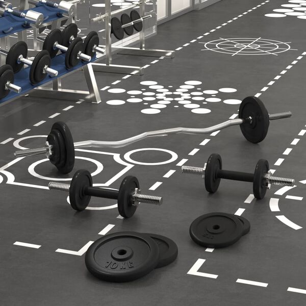 vidaXL Štanga ir svarmenys su svoriais, 60kg, ketus