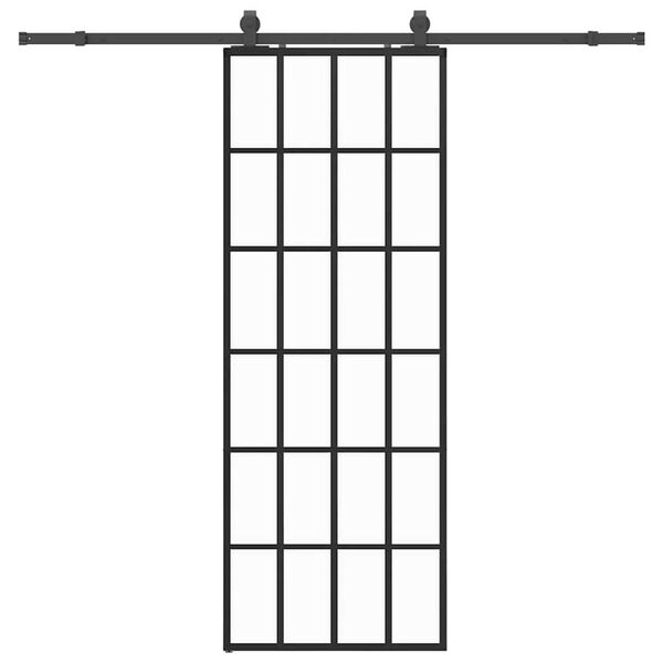 vidaXL Stumdomos durys su įrangos rinkiniu, juodas, 76x205 cm, ESG ir