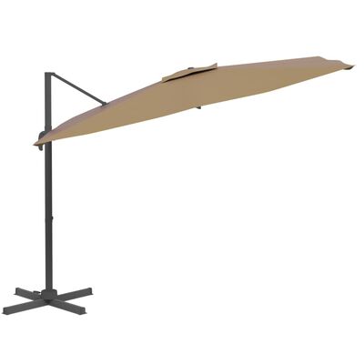 vidaXL Gembės formos skėtis su aliuminiu stulpu, taupe, 300x300cm