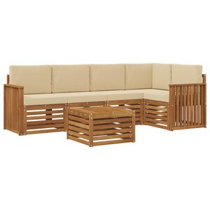 vidaXL Sekcijos sofų komplektas su pagalve 6 pcs Natūralus ir bežinis