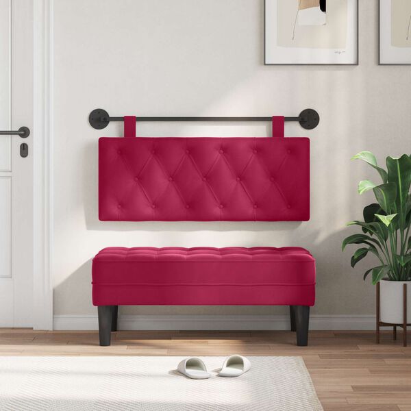 vidaXL Kabantysis galvūgalis Vyno raudona 110 x 55 x 7 cm Aksomas