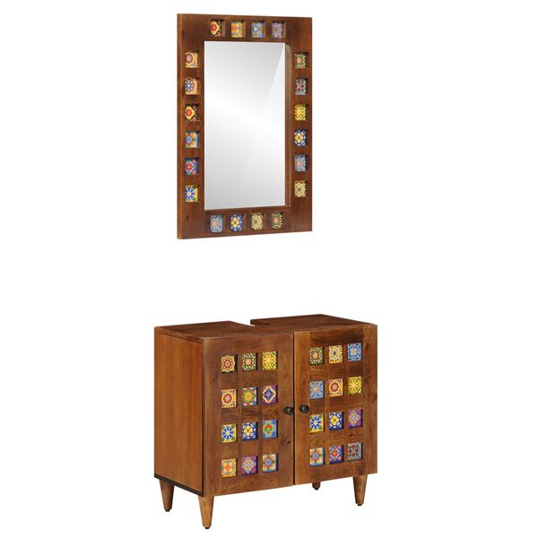 vidaXL Vonios baldų rinkinys su saugykla 2 pcs graikinis rie&scaron;utmedis