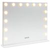 vidaXL LED makiažo veidrodis Balta 58 x 10 x 47 cm Stiklas ir plienas