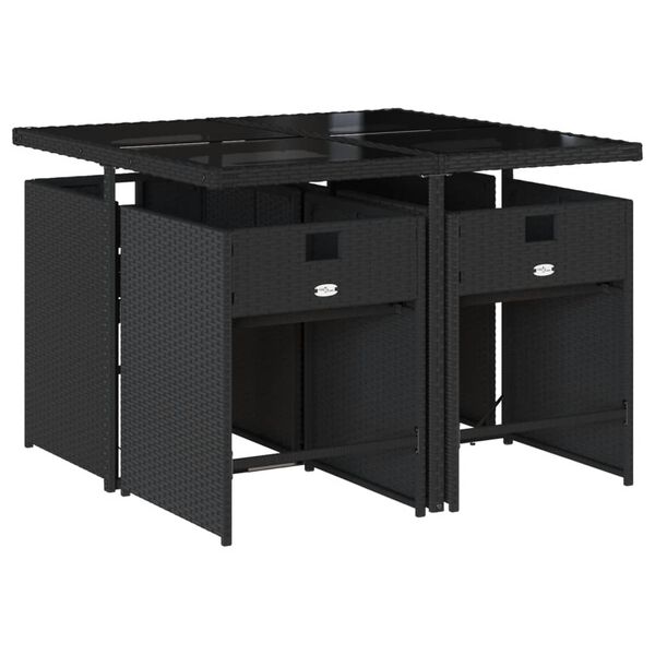 vidaXL Sodo komplektas su pagalvėlėmis, 5 dalių, juodas, poliratanas