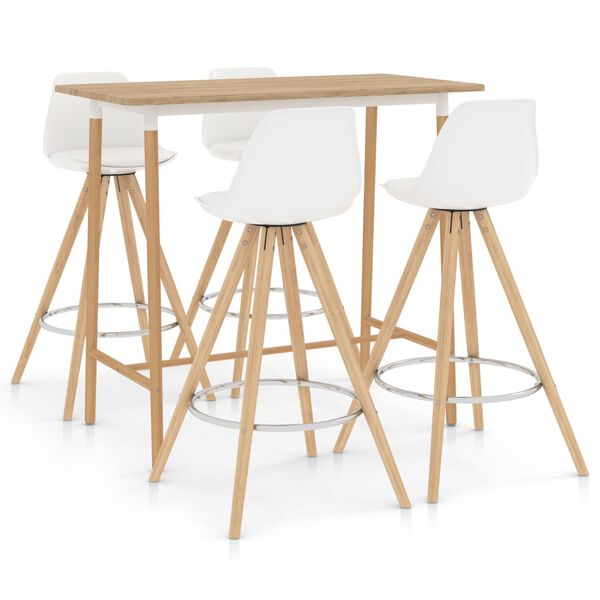 vidaXL Baro baldų komplektas, 5 dalių, baltas (287253+2x287265)