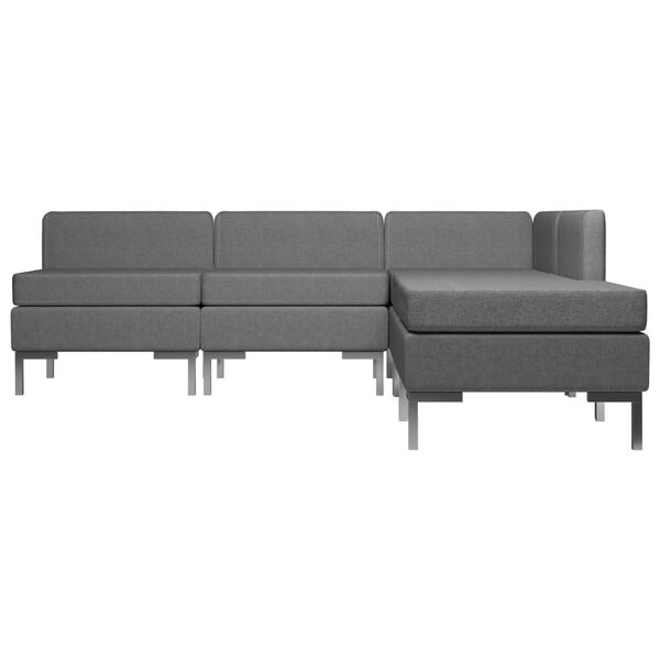 vidaXL Sofos komplektas, 5 dalių, tamsiai pilkos spalvos, audinys