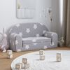 vidaXL Dvivietė vaiki&scaron;ka sofa-lova, pilka, pliu&scaron;as, su žvaigždėmis