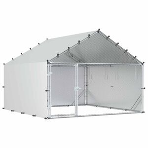 vidaXL Vi&scaron;tų coop su stogu Sidabrinė 200 x 200 x 150 cm