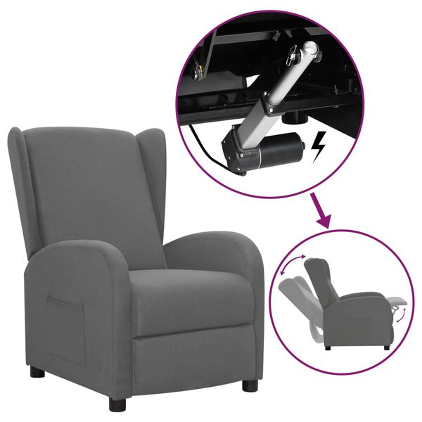 vidaXL Atsistojantis krėslas, &scaron;viesiai pilkos spalvos, audinys