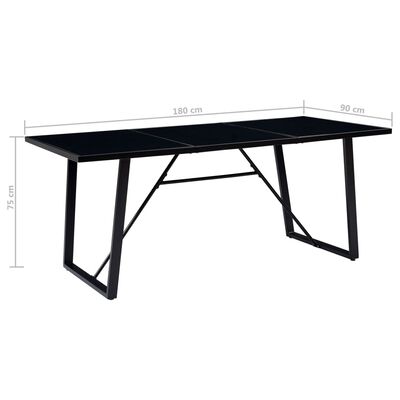 vidaXL Valgomojo stalas, juodas, 180x90x75cm, grūdintas stiklas