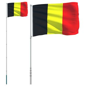 vidaXL Belgijos vėliava su stiebu, aliuminis, 5,5m