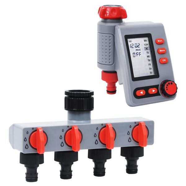 vidaXL Sodo laistymo laikmatis su išvestimi ir vandens skirstytuvu