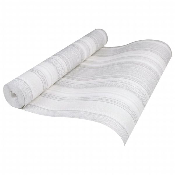 vidaXL Tapetai, pilkos spalvos, 10x0,53m, juostų raštas, neaustiniai