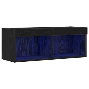 vidaXL TV spintelių komplektas su LED Juodas ąžuolas 80 x 30 x 30 cm