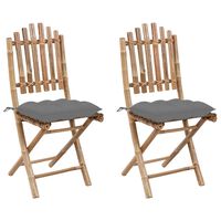 vidaXL Sulankstomos sodo kėdės su pagalvėlėmis, 2vnt., bambukas