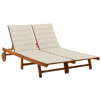 vidaXL Dvivietis sodo saulės gultas su čiužiniu, akacijos medienos masyvas (311873+2x314206)
