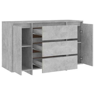 vidaXL Šoninė spintelė su 3 stalčiais, betono pilka, 120x41x75cm, MDP
