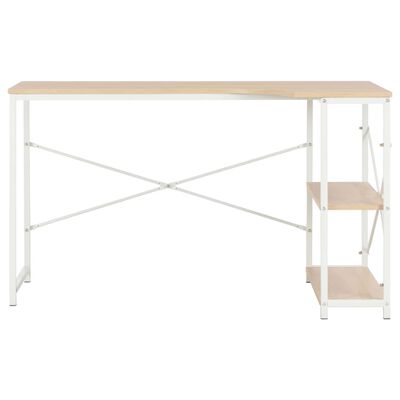 vidaXL Kompiuterio stalas, baltos ir ąžuolo spalvos, 120x72x70cm