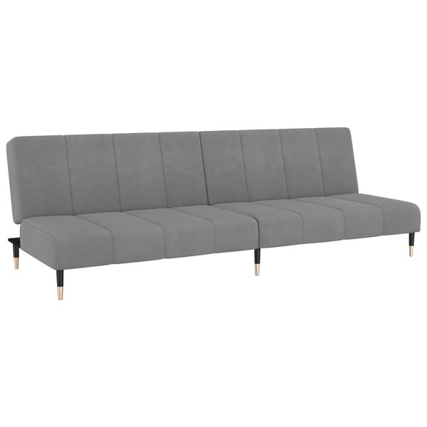 vidaXL Dvivietė sofa-lova, &scaron;viesiai pilkos spalvos, aksomas