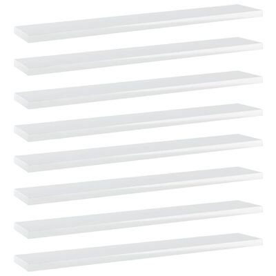 vidaXL Knygų lentynos plokštės, 8vnt., baltos, 60x10x1,5cm, MDP