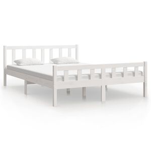vidaXL Lovos rėmas, baltas, 150x200cm, medienos masyvas, didelis