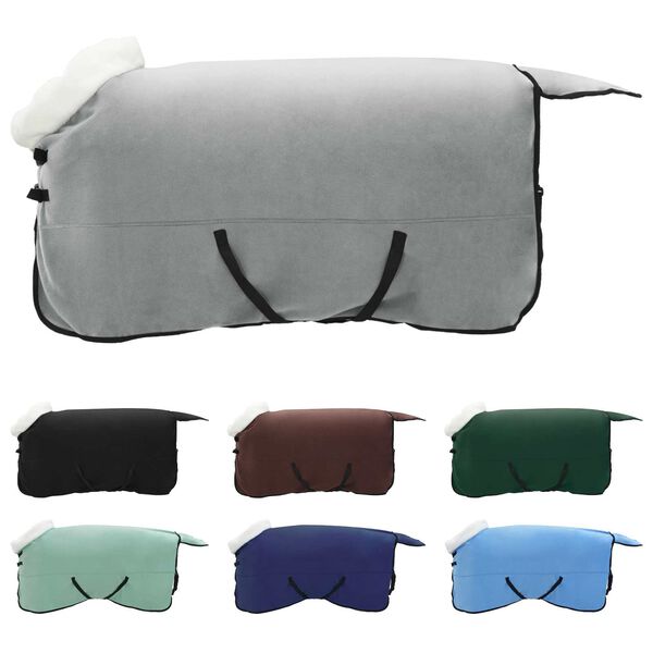 vidaXL Arklių antklodė Tamsiai žalia 135 cm Poliesterio flisas