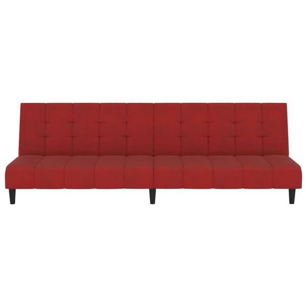vidaXL Dvivietė sofa-lova, raudonojo vyno spalvos, aksomas
