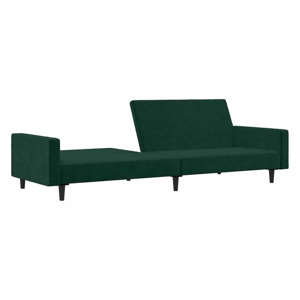 vidaXL Dvivietė sofa-lova, tamsiai žalios spalvos, aksomas