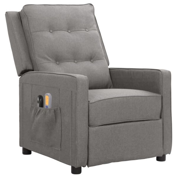 vidaXL Elektrinis masažinis krėslas, &scaron;viesiai pilkos spalvos, audinys