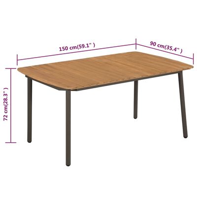 vidaXL Sodo stalas, 150x90x72cm, akacijos med. mas. ir plienas