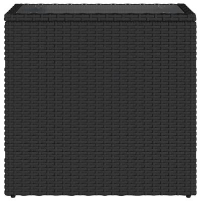 vidaXL Stalas su staliniu paviršium, juodas, 58x27,5x55cm, poliratanas