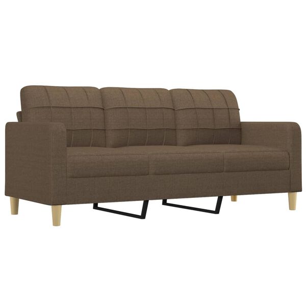 vidaXL Trivietė sofa su pakoja, rudos spalvos, 180cm, audinys