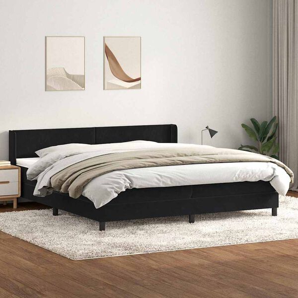 vidaXL Box Spring Lova su čiužiniu Juodas 200x220 cm aksomas