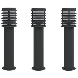 vidaXL Lauko &scaron;viestuvas, 3vnt., juodas, 60cm, nerūdijantis plienas