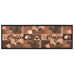 vidaXL Virtuvės kilimas, rudas, 45x150cm, plaunamas, užra&scaron;ai Coffee