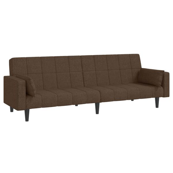 vidaXL Dvivietė sofa-lova su pagalvėmis ir pakoja, ruda, audinys