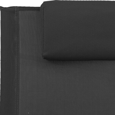 vidaXL Saulės gultas su pagalve, juodos spalvos, plienas/tekstilenas