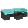 vidaXL Sodo Sofų Rinkinys su saugykla 8 pcs Juoda Poli ratanas