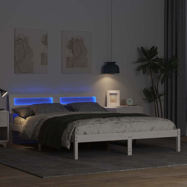 vidaXL Lovos rėmas Balta 140 x 200 cm Kietos pu&scaron;ies mediena