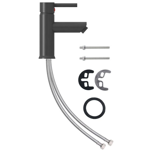vidaXL Vonios kambario praustuvo maišytuvas, pilkas, 130x176mm