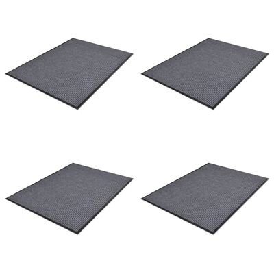 vidaXL Durų kilimėliai, 4 vnt., pilkos spalvos, 90x60cm, PVC