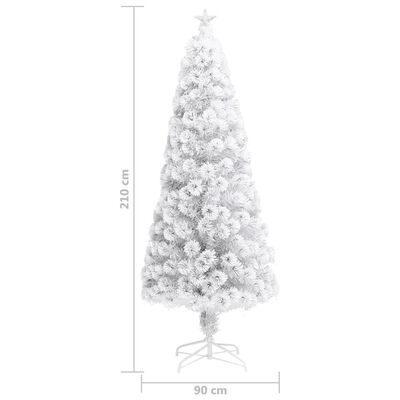 vidaXL Dirbtinė Kalėdų eglutė, balta, 210cm, optinis pluoštas