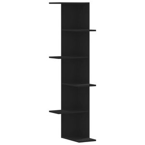 vidaXL Sieninė kampinė lentyna, juodos, 36,5x36,5x140cm, MDP