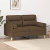 vidaXL Dvivietė sofa su pagalvėmis, ruda, 120cm, audinys