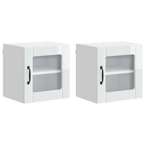 vidaXL Sieninis stiklinis kabinetas LUCCA 2 pcs Itin blizgi balta