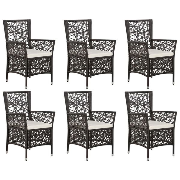 vidaXL Sodo valgomojo baldų komplektas, 7 dalių, rudos spalvos